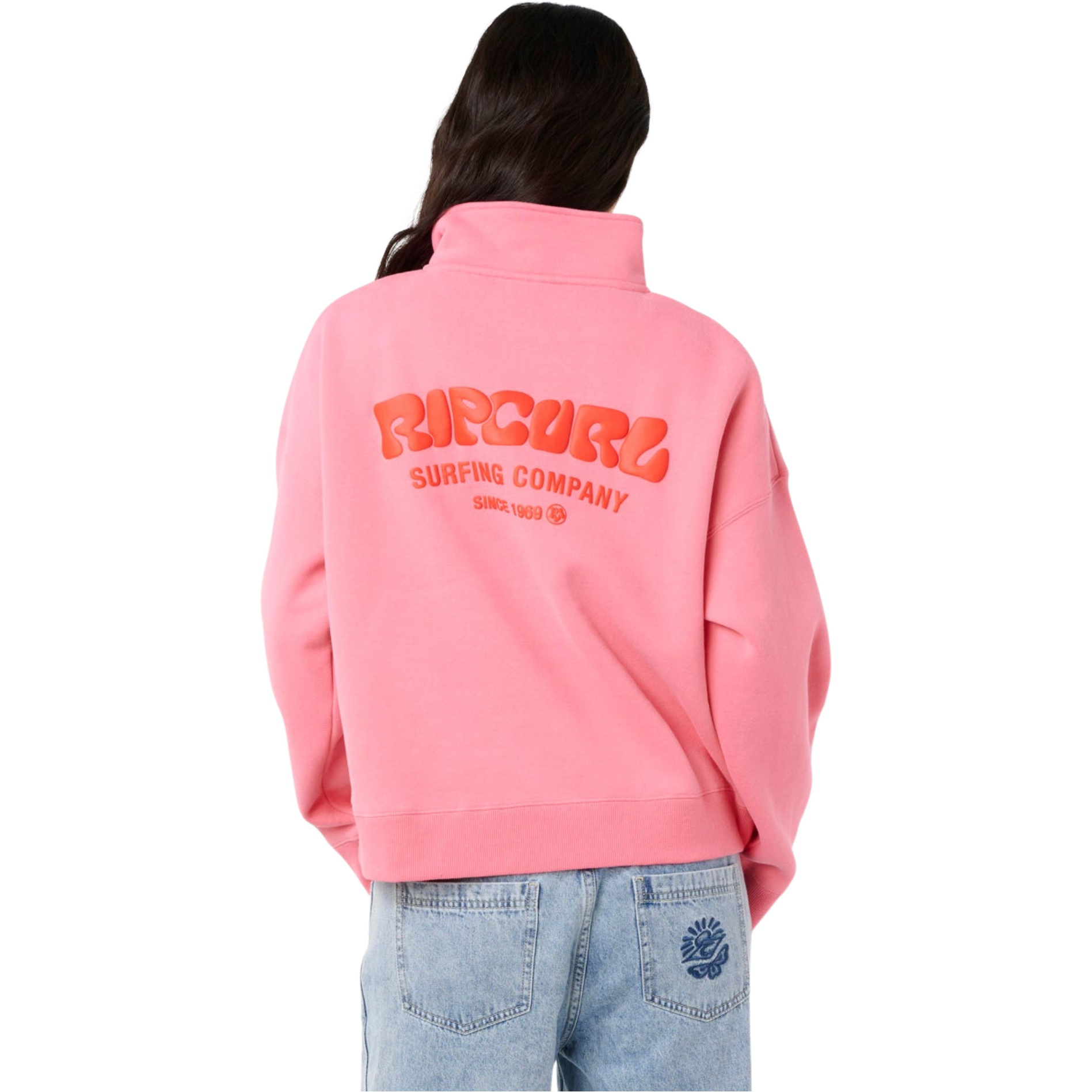 2026 Rip Curl Womens Surf Puff 1/4 Zip Crew Fleece 07WWFL - Pink